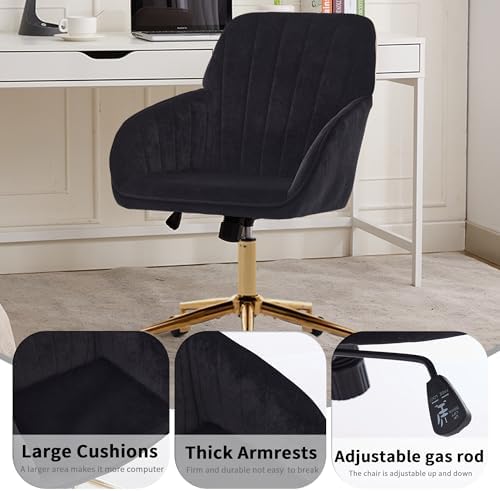 Ergonomic Home Office Desk Chair, Memory Foam Swivel Task Chair, Gold Base