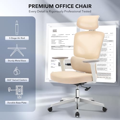 Ergonomic Office Chair Mesh – Adjustable Lumbar 3D Armrests High-Back Desk