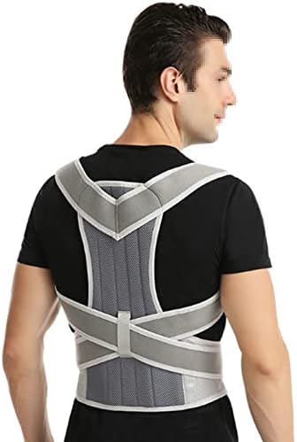 Corrector Back Brace for Men Women Spine Support Correction Straps Anti Kyphosis Adjustable Clothes Improves Your Sitting Soreness,Gray,XL