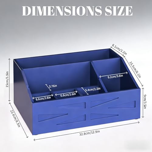 Wood Mail Organizer Countertop,Farmhouse Desk and Kitchen Countertop Storage, Letter Sorter, Desk Mail and Bill Organizer, Desktop File and Paper Holder (Blue)