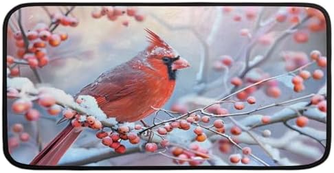 Kitchen Mats, Christmas Cardinal Kitchen Rugs, Cushioned Anti Fatigue Kitchen Mats, Non-Slip Standing Desk Mat, Absorbent Kitchen Rug for Floor, Kitchen, Office, Sink, 20"×39"