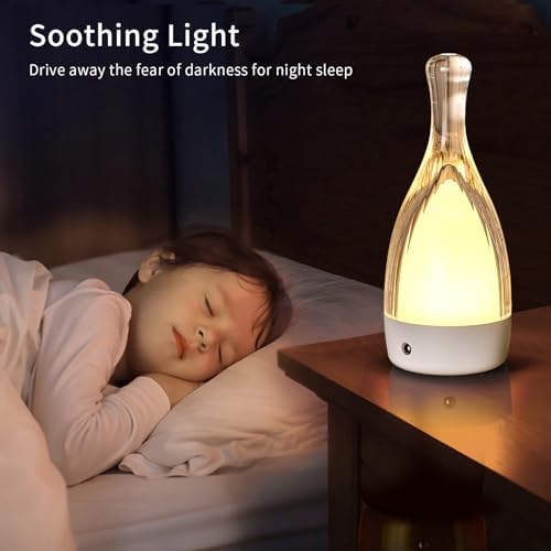 Table Lamp for bedroom with Touch Control,LED Nightstand Lamp Fourth Gear-3000K 4000K 6000K and Seven Color Light,Cordless Battery Operated Desk Lamp,Perfect for Bedroom,Couple Dinner,Cafe.(White)