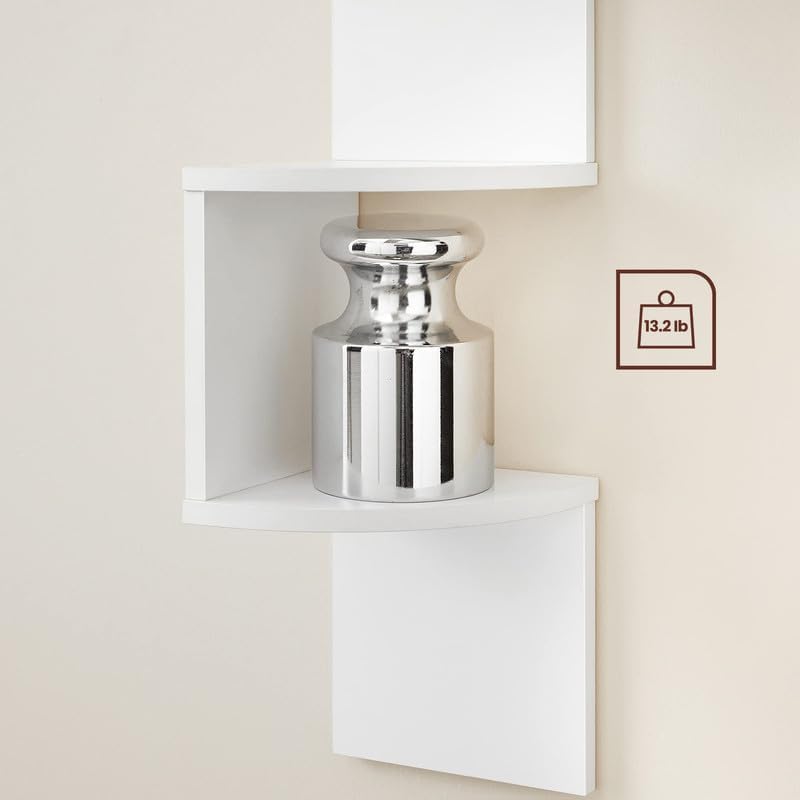 VASAGLE Corner Shelf Wall Mount, 5-Tier Floating Corner Bookshelf