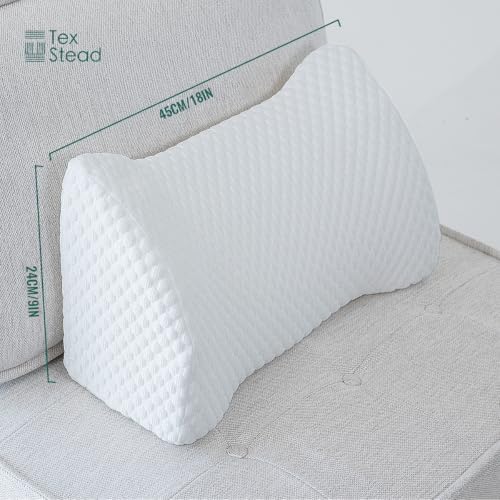 Lumbar Support Pillow Memory Foam Breathable Support for Office Chair, Car Seat, Sofa, Bed - Relieves Back, Spine, Neck Pain for Ergonomic Comfort White 18 * 11 * 7.5in