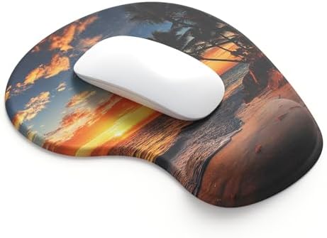 Office Mousepad with Gel Wrist Support - Ergonomic Gaming Desktop Mouse Pad Wrist Rest - Design Gamepad Mat Rubber Base for Laptop Computer -Silicone Non-Slip Special-Textured Surface (15SunsetP)