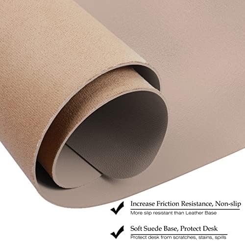 Boutilon Leather Desk Pad Protector,Non-Slip Mouse Pad,Laptop Desk Pad,Office Mouse Mat,Waterproof Leather Desk Blotter,Desk Writing Pad for Office and Home (L-Champagne,35"x 17")