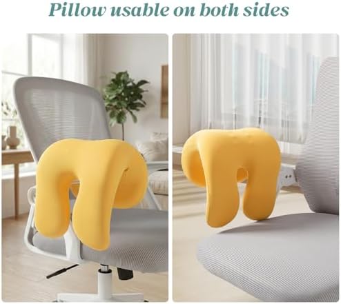 SheRest Office Chair Neck Pillow, Memory Foam Ergonomic Nap Pillow Office Chair Headrest Accessory, Neck Support Pillow Ideal for Office and Gaming, Yellow