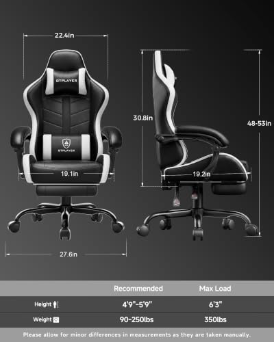 GTPLAYER Gaming Chair, Computer Game Chair for Adults, White