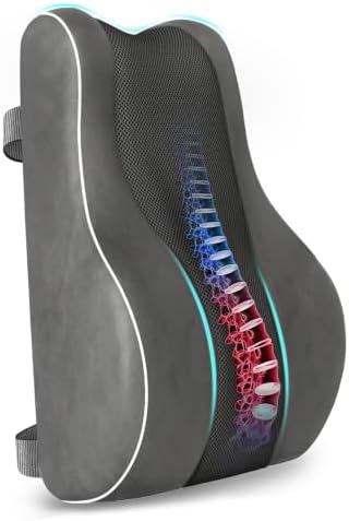 CloudBliss Lumbar Support Pillow, Memory Foam for Office, Standard, Gray