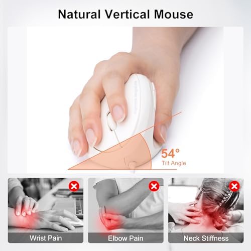 SANWA Wired Ergonomic Mouse, Vertical Mouse for Small & Medium Hands, White