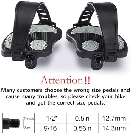 Exercise Bike Pedals Replacement with Adjustable Straps