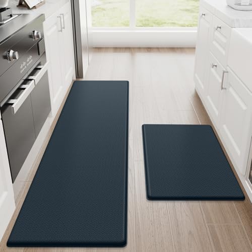 StepRite Kitchen Mats for Floor, 2-Piece Anti-Fatigue Rugs, Dark Charcoal
