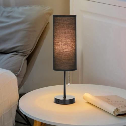 Dott Arts 18" Table Lamp for Bedroom, 3-Color Bedside Lamps with Pull Chain