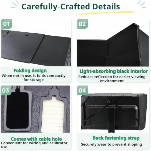 Computer Monitor Hood, Strap‑Back Adjustable Sun Shade for 17‑27 Inch Monitor, Fits Monitor Outer Frame Width 41‑71cm, Anti‑Glare Screen Hood for Photo Video Editing