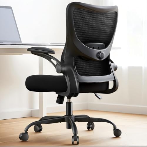 Marsail Ergonomic Office Chair Desk Chair with 3D PU Armrests and Adjustable Lumbar Support Breathable Mesh Chair Executive Rolling Swivel Comfy Task Chair for Home Office Gaming Black