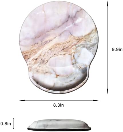 Mouse Pad with Wrist Support, Ergonomic Mouse Pad with Memory Foam Wrist Rest Cushion, Non-Slip Rubber Base Gaming Mice Pad for Home Office Computer Laptop, White Marble