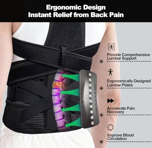 Upgraded Back Brace Posture Corrector for Women and Men - Adjustable Back Brace with Bionic Bone Lumbar Panel for Upper & Lower Back Pain Relief, Sciatica, Herniated Disc XL(38-42Inch)