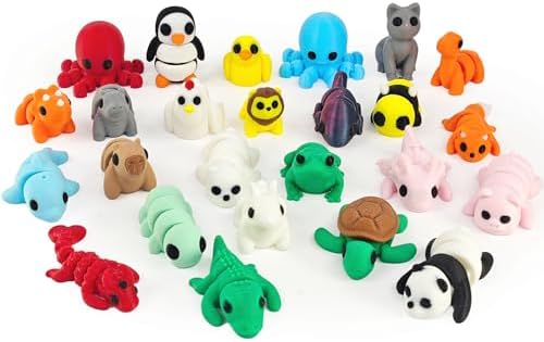 25 pcs 3D Printed Animal Figurines, Mini Articulated Animal Figurines Toys