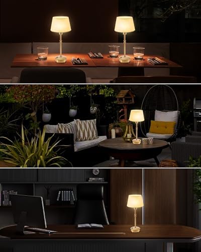 UMEXUS 2 Pack Small Cordless Rechargeable Table Lamp, Battery Operated Lamp
