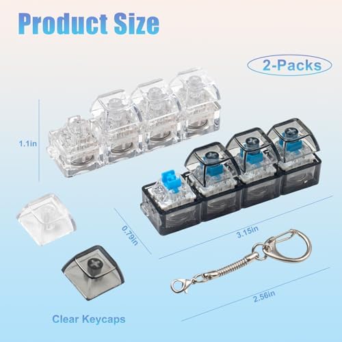 2 Pcs LED Keyboard Fidget Toy, Clicky & Creamy Fidget Clicker Keychain
