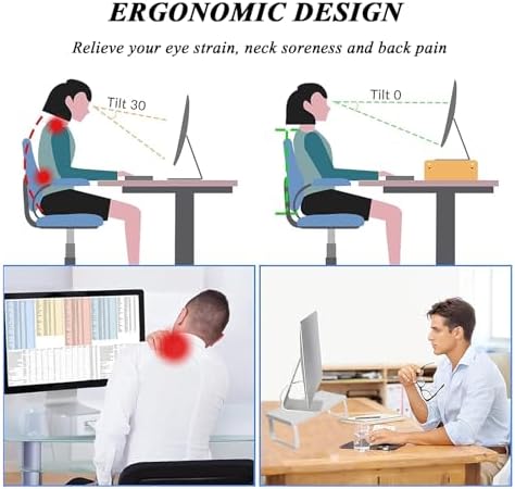 Stable Wood Computer Monitor Stand for Desk Organizer, Anti-slip Computer Riser Monitor Shelf for PC Laptop Notebook Home & Office (White)
