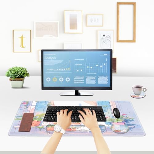 ToLuLu Extended Gaming Mouse Pad, Ergonomic Keyboard Mouse Wrist Rest Set