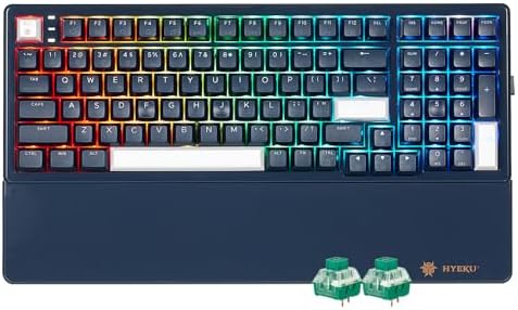 Hexgears Wireless Mechanical Keyboard with Number Pad,Wrist Rest,Gasket Structure,Tri-Mode BT5.0/USB-C/2.4GHz Hot Swappable Keyboard,Creamy Sound,RGB Backlit,Computer Gaming Keyboards(Clicky Switch)