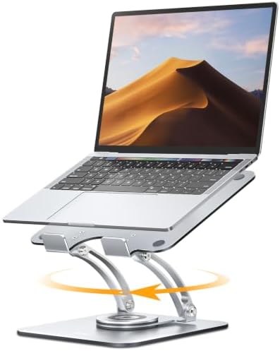 Nulaxy 360° Rotating Laptop Stand for Desk, Dual Foldable Design, Silver