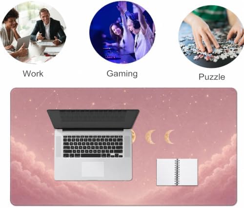 Large Desk Mat 31.5x15.7 Inch Pink Moon Phase Mouse Pad Aesthetic Astrology