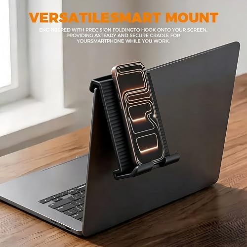 Flexible Silicone Aluminum Phone Holder Tablet Stand with Charging Port Design, Foldable Airplane Laptop/Phone Stand for Home Office Travel (Black)