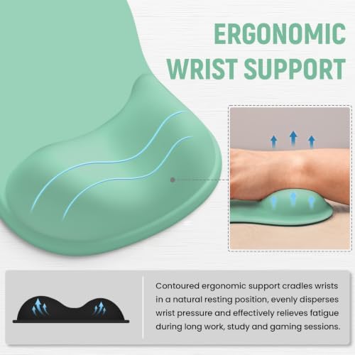 Ergonomic Mouse Pad with Wrist Rest, Gel Wrist Support, Aquamarine