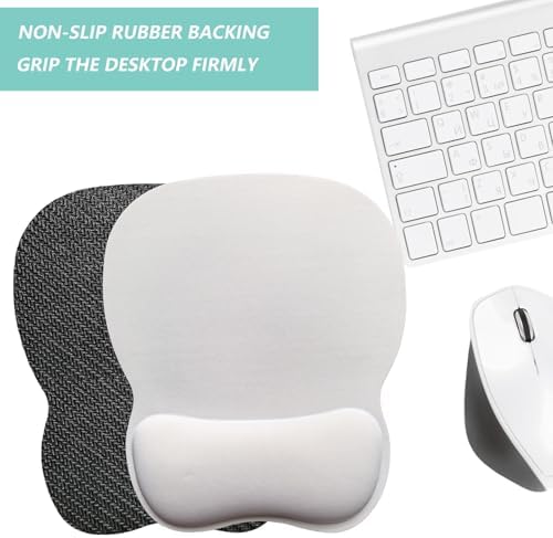 Mouse Pad with Wrist Support, Ergonomic Mousepad with Comfortable Memory Foam Wrist Rest Cushion, Relieve Wrist Pain, Non-Slip Rubber Base Gaming Mice Pad for Home Office Computer Laptop, White