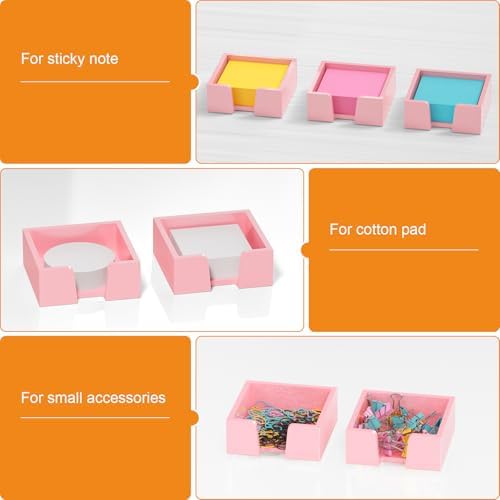 Beego Sticky Note Holder Organizer - 3x3 in Lightpink Acrylic Notepad Holder Acrylic Sticky Note Dispenser Cute Memo Holder (NO PADS) for Dorm Room Office Desk Organization