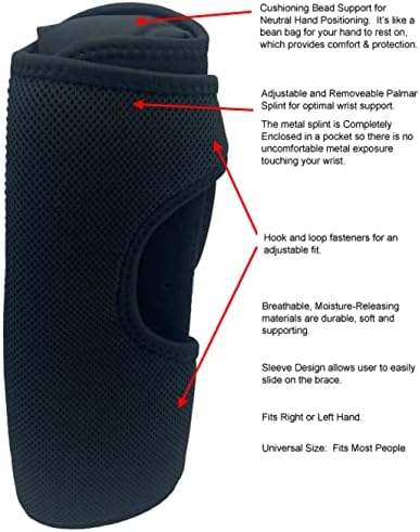 Therapist’s Choice® Night Wrist Sleep Support Brace, Cushioned to Help Relieve Carpal Tunnel Symptoms and Treat Wrist Pain, Fits Right or Left Hand, Adjustable-Fits Most Sizes