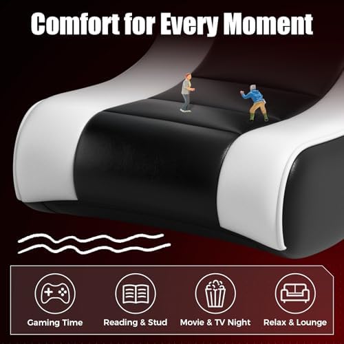 GTPLAYER Floor Rocker Gaming Chair – Adjustable Angle Limiter, Ultra Lightweight Ergonomic Floor Rocking Game Seat for Gaming and Lounging, White