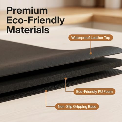 Extra Thick Kitchen Mat (20"x32"x1.2") - 1.4" Arch Support Anti Fatigue Standing Mat, Anti-Curl Edges Premium PU Foam Comfort Mat for Standing Desk, Kitchen Floor Mat, Home & Workshop