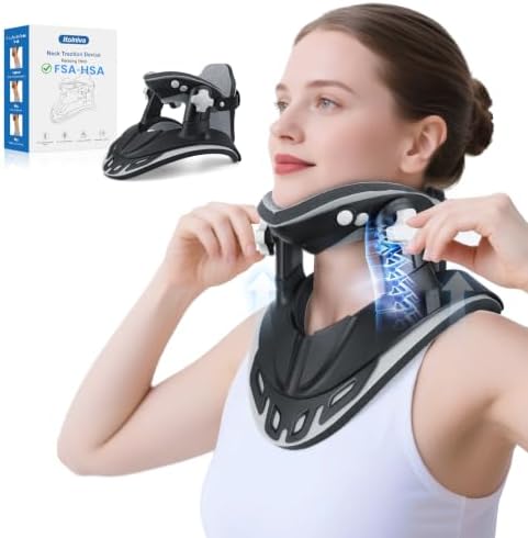 Neck Stretcher Cervical Traction, Adjustable Cervical Neck Traction Device, Neck Braces for Neck Pain and Support, Ergonomic Design - FSA Eligible/HSA Eligible