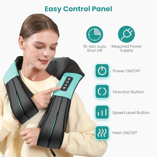Nekteck Shiatsu Neck Massager with Heat for Pain Relief, NOT Cordless