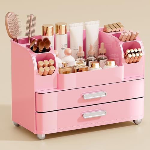 UFORU Makeup Organizer Countertop with 2 Large Drawers for Vanity Bathroom