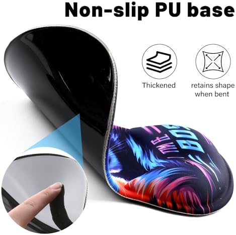 Ergonomic Mouse Pad with Wrist Rest - Gel Wrist Support Mousepad with Non-Slip PU Base for Computer, Laptop, Office & Home