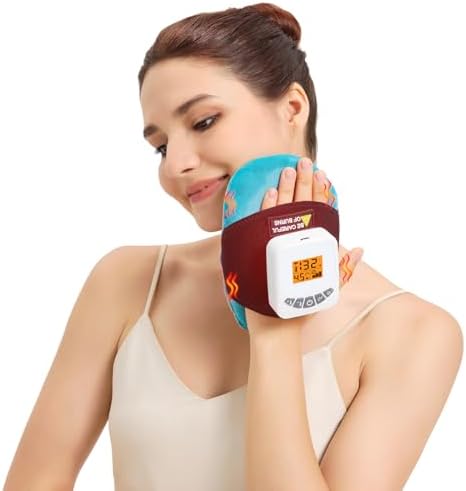 Cordless Multi Purpose Heating Pad with Massage for Muscle Joint Pain Relief, 5000mAh Battery Portable Handheld Heated Massager Pad for Neck, Face, Wrist, Hand(104℉-140℉)