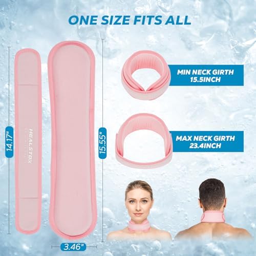 Neck Ice Pack Wrap, Reusable Cold/Hot Gel for Neck Pain, Pink