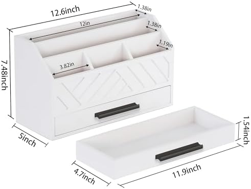 Desk Organizer with Drawer, Countertop Bill Mail Organizer and File Storage