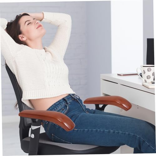 ARTIBETTER 6 Pairs Wooden Office Chair Armrest Pads Replacement Parts for Armchairs Comfortable Desk Chair Arm Pads