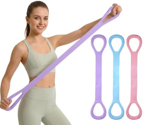 3Pcs Figure 8 Resistance Bands with Handles, Elastic Pull Rope for Home Workout, Yoga, Pilates, Posture Correction & Physical Therapy