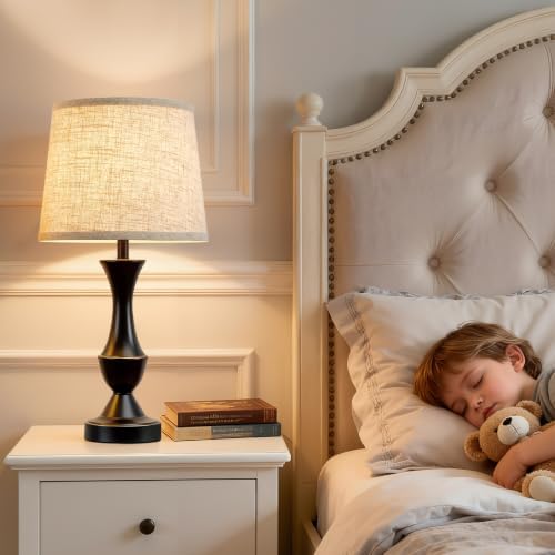 Luvkczc Table Lamp Set of 2, 19" Farmhouse Vintage Bedside Lamps