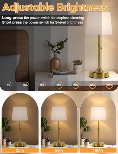 Yochoice Height Adjustable Rechargeable Gold Touch Table Lamp with Timer