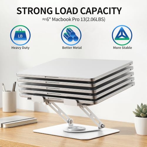 ALASHI 360° Rotating Laptop Stand, Multi-Angle, 10-17", White