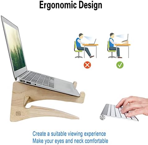 UI U & I Laptop Stand, Wooden Laptop Stand, Detachable Wooden Notebook Holder Mount Stand for Desk, 11-14inch Compatible with Apple MacBook Air Mac Pro, HP, DELL, Acer, Toshiba, Surface, Lenovo etc