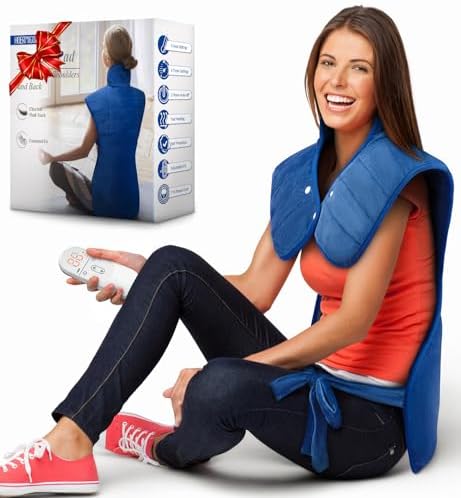 Heating Pad for Neck Shoulders and Back, 2.7lb Weighted Heat Pad for Full Body Relax, 22" x 37" Electric Heated Pad 6 Heat Levels 4 Auto-Off, Machine Washable, Birthday Gifts for Women Men Mom Dad